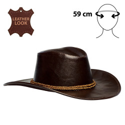 Hnedý kovbojský klobúk s koženým vzhľadom